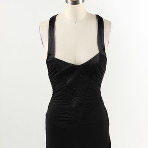 Bebe Black Stretch Acetate Blend Pleated Dress
